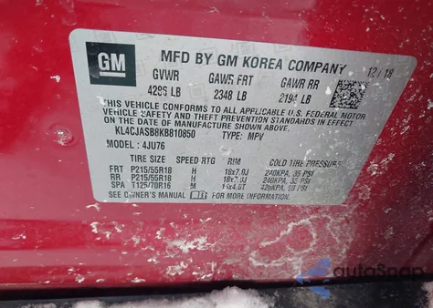 2019 Buick Encore Fwd Preferred из США, поврежденный, VIN KL4CJASB8KB810850